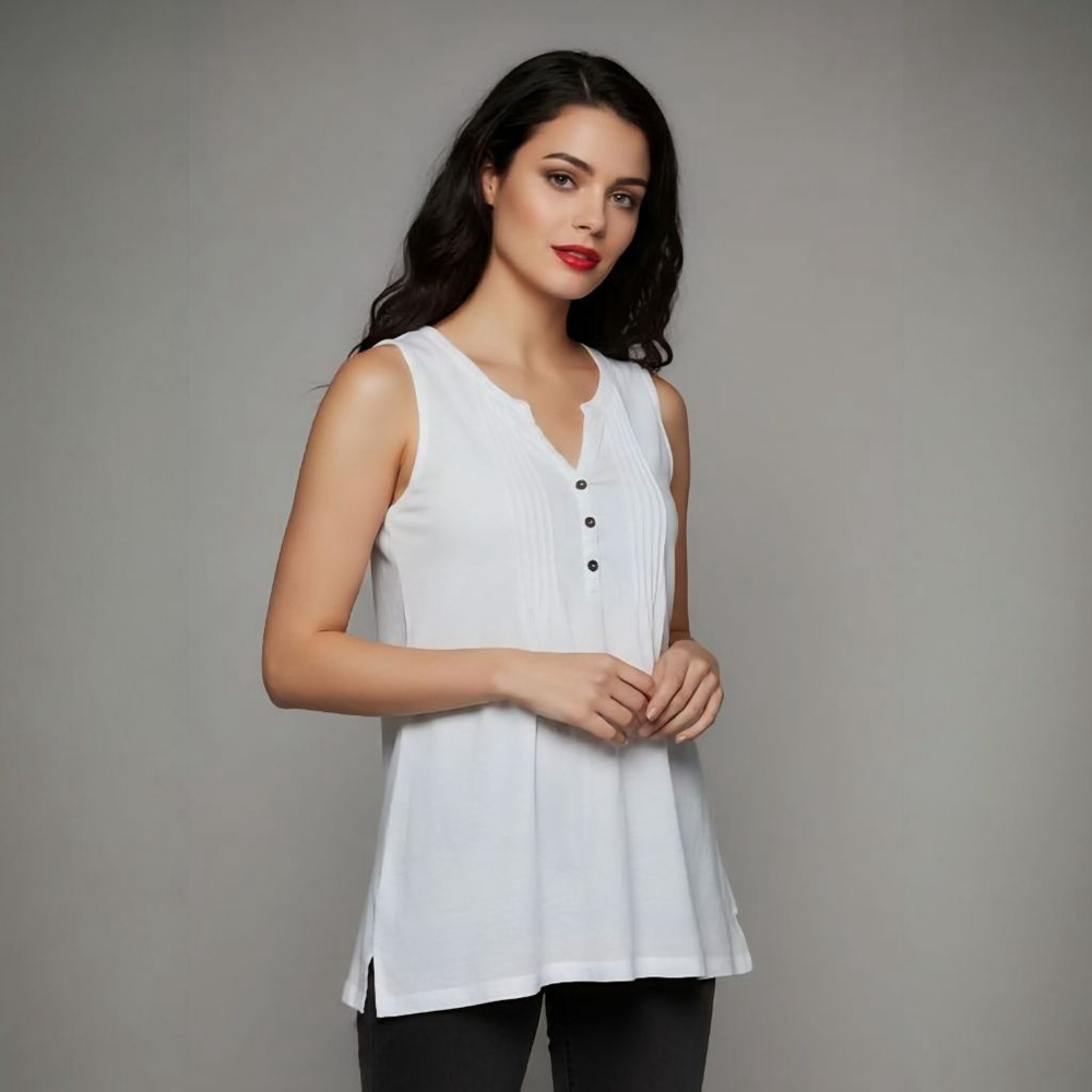 Lilly Pulitzer Small White Sleeveless Henley Tank Top